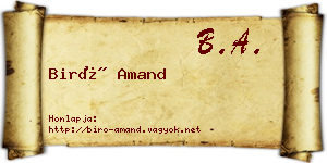 Biró Amand névjegykártya